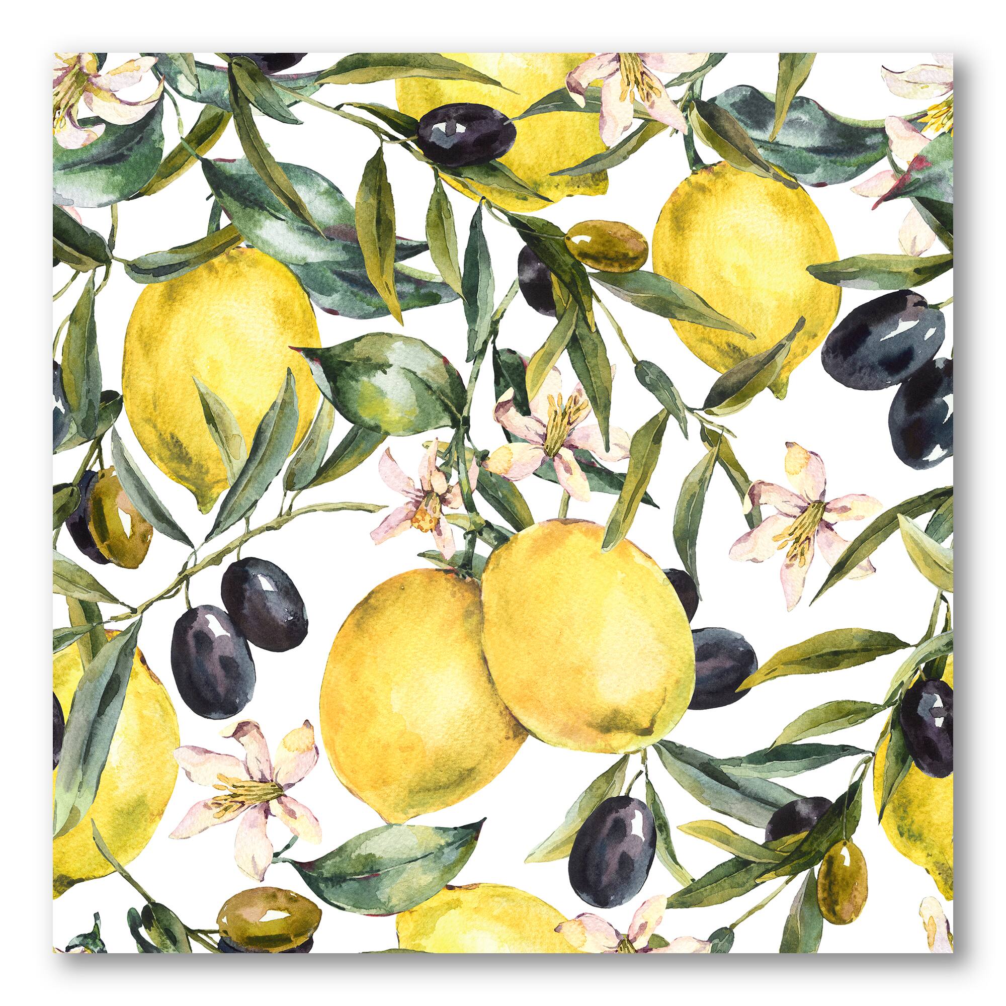 Designart - Lemon and Olive Branches I